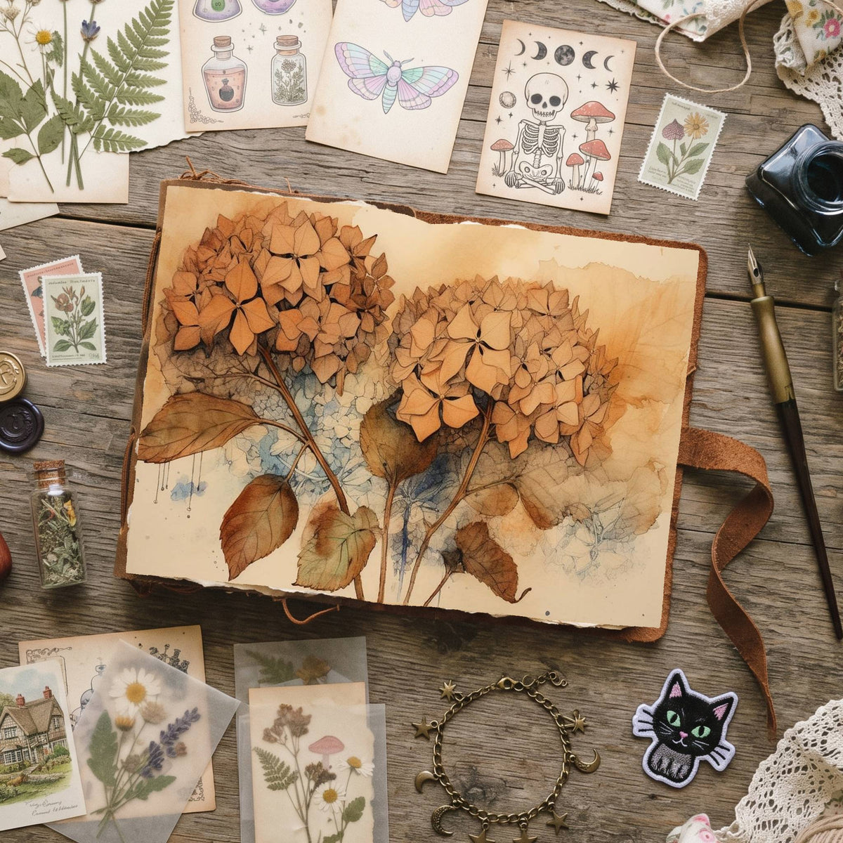 Autumn Hydrangea Digital Papers