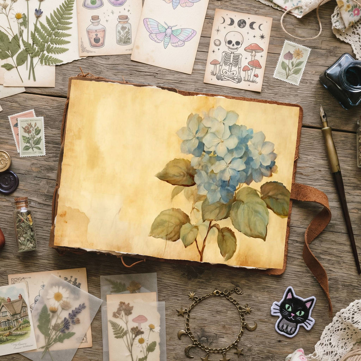 Blue Hydrangea Digital Papers