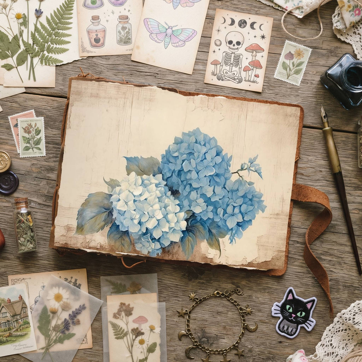 Blue Hydrangea Digital Papers