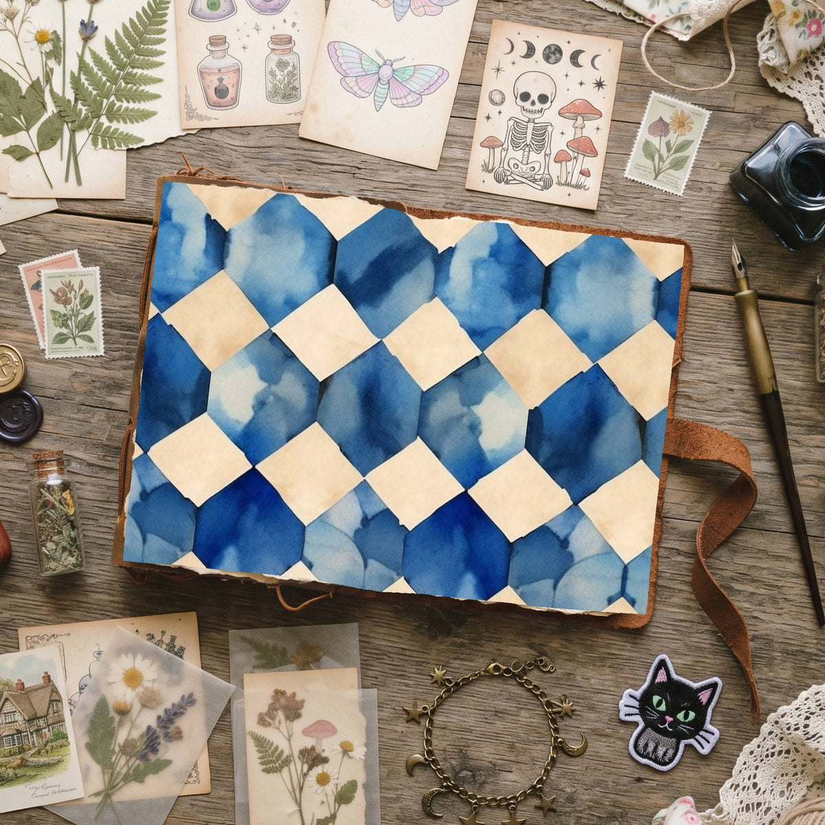 Blue Mixed Patterns Digital Papers