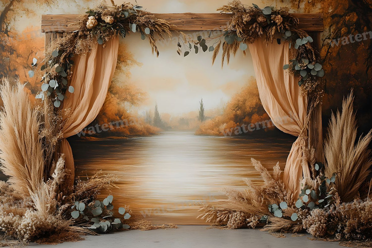 Boho Natural Wood Arch Backdrop Images
