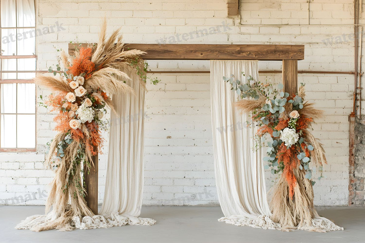 Boho Natural Wood Arch Backdrop Images