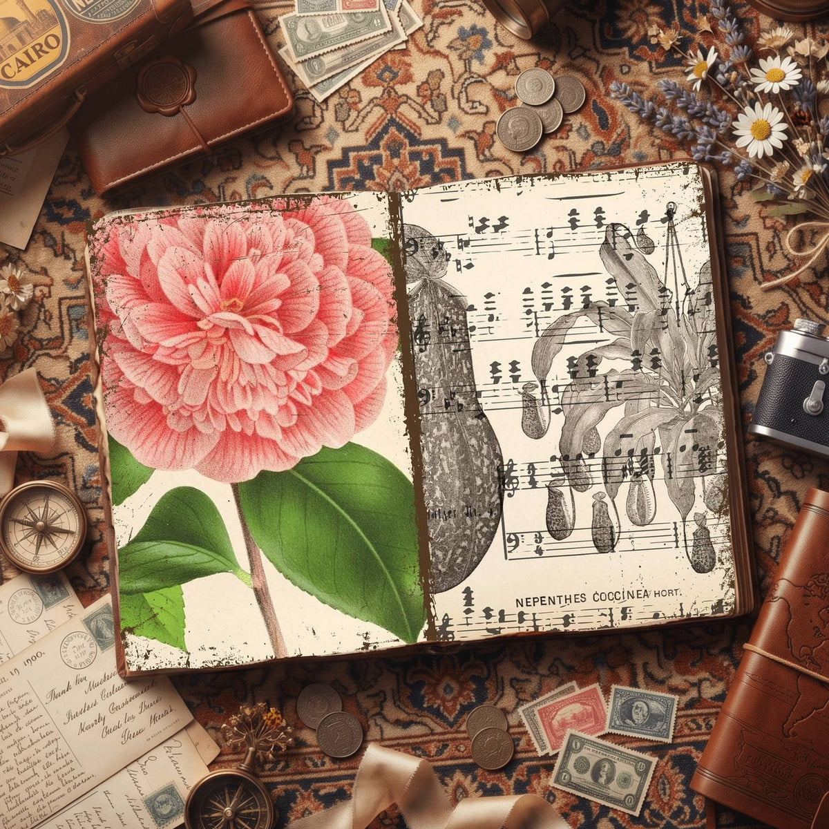 Botanical printable junk journal paper, page preview 10