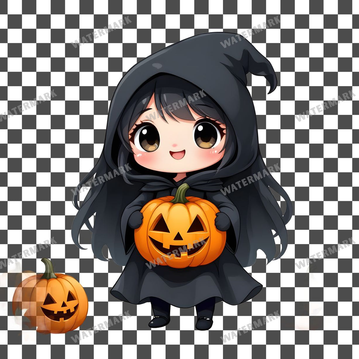 Chibi Ghost clipart PNG on a transparent background, design 10