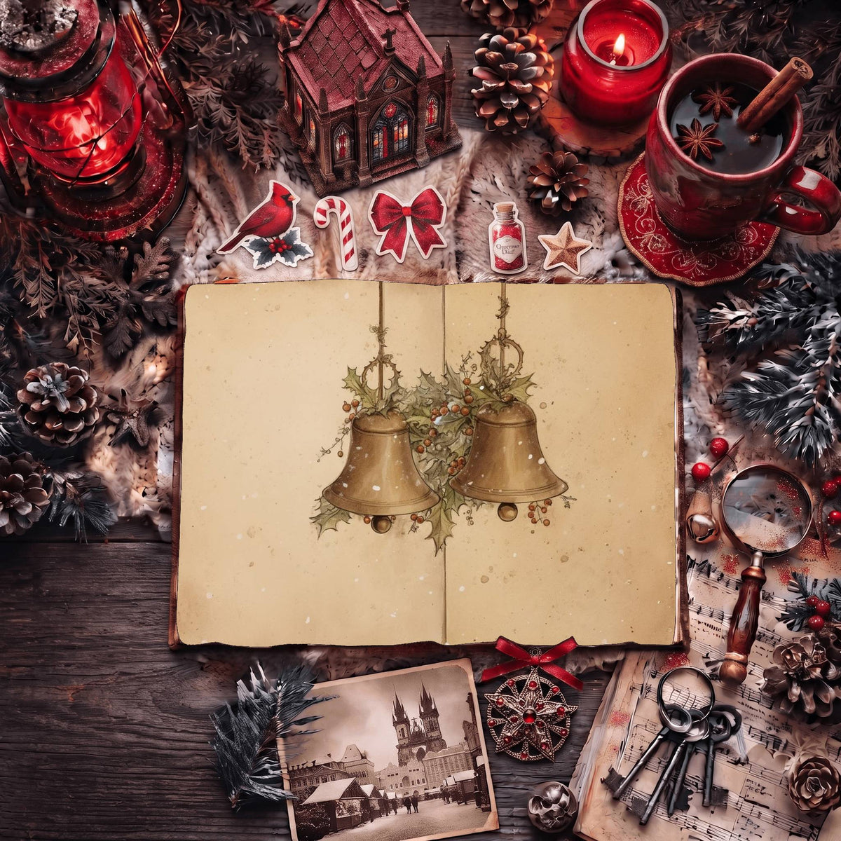 Christmas Bells Vintage Digital Papers