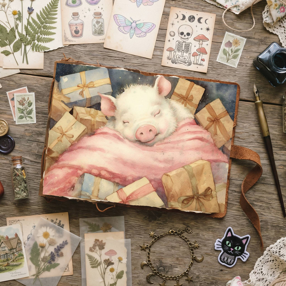 Christmas Piglets Digital Papers