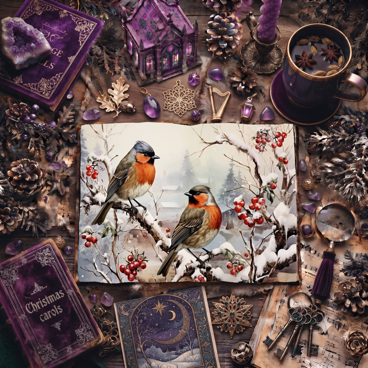 Christmas Robins Digital Papers