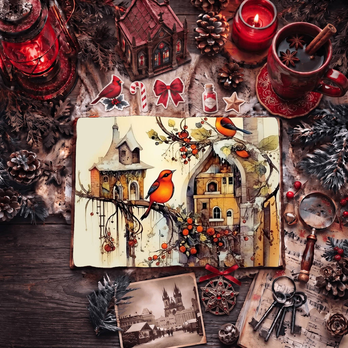 Christmas Robins Digital Papers