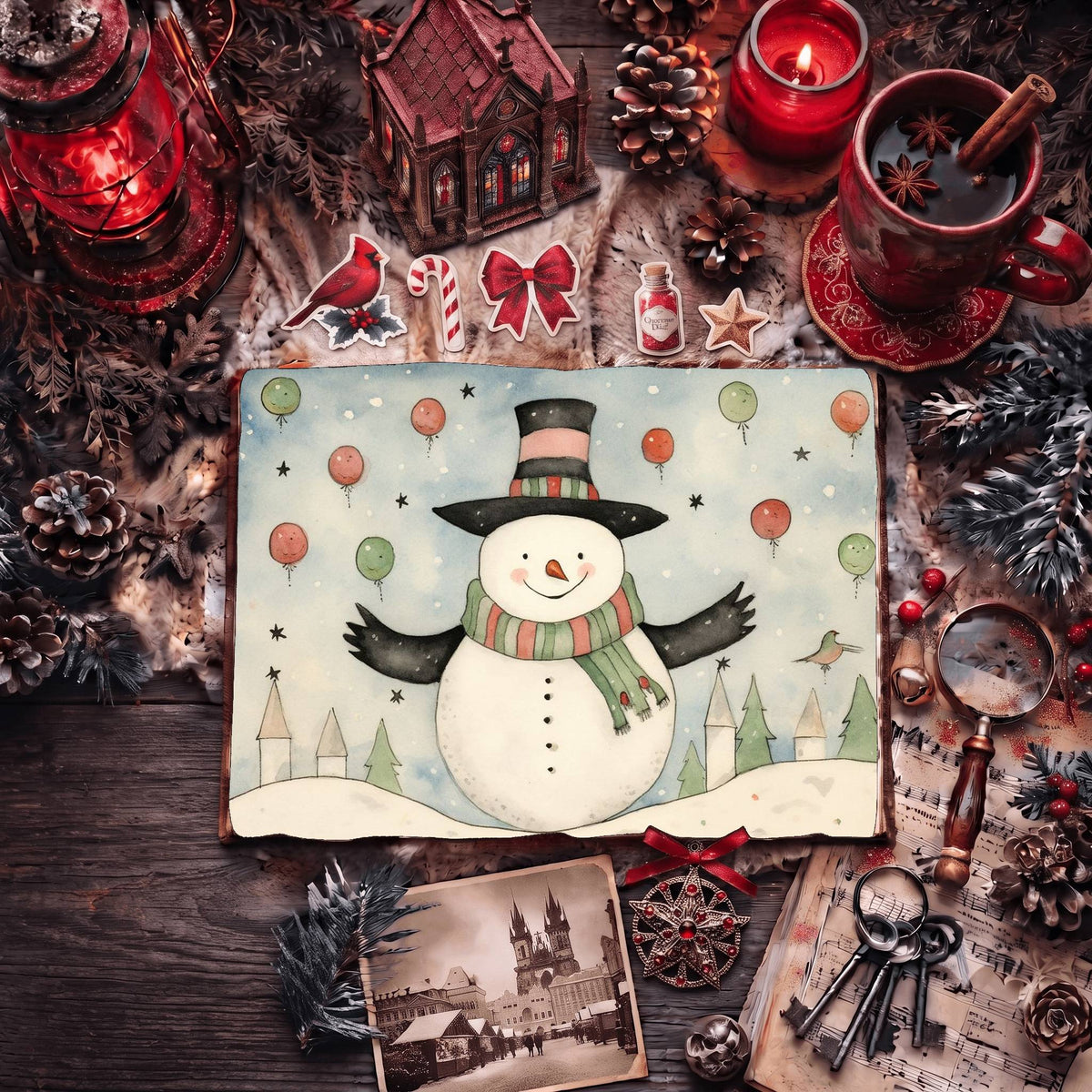 Christmas Snowman Digital Papers