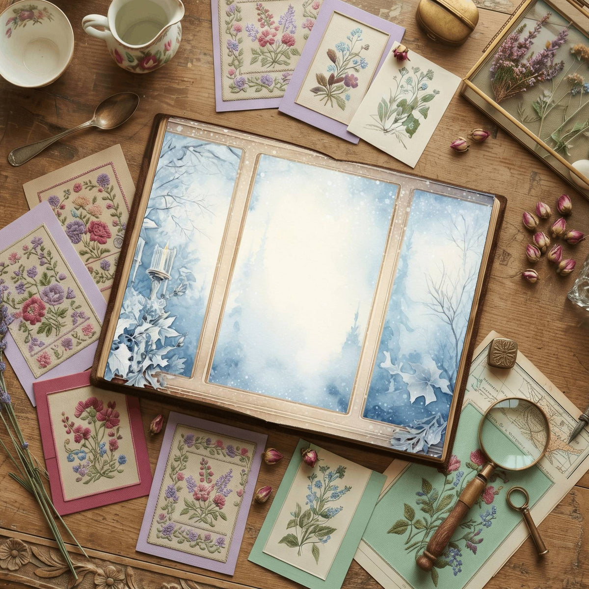Christmas Snowy Window Digital Papers