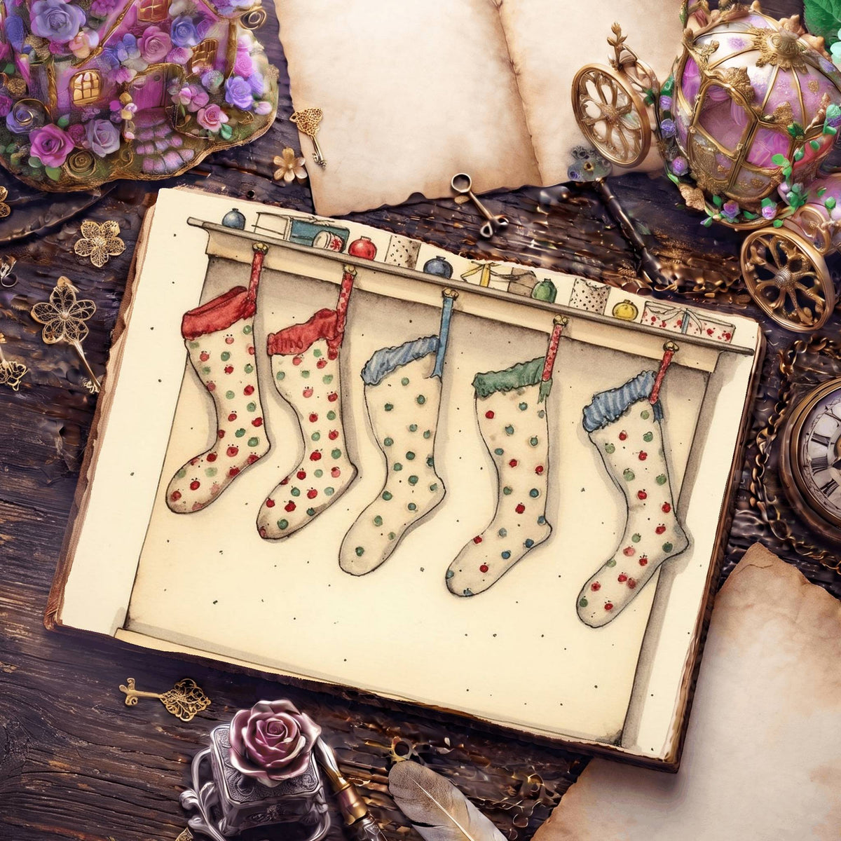 Christmas Stockings Digital Papers
