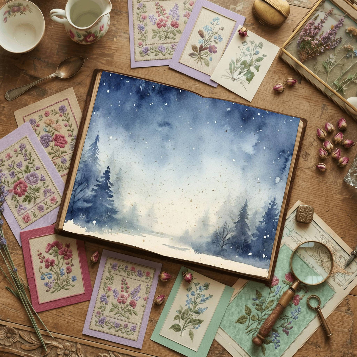 Christmas Winter Nights Digital Papers