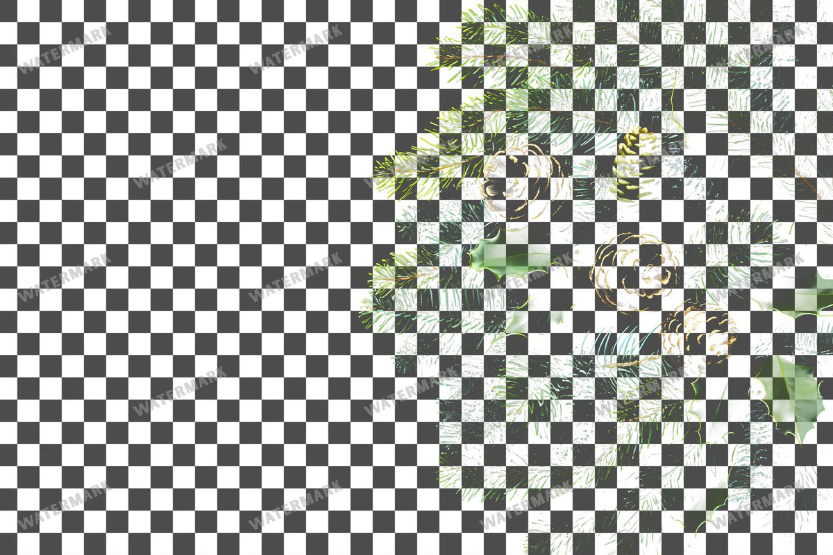 Christmas Wreath PNG overlay on a transparent checkered background, preview 10
