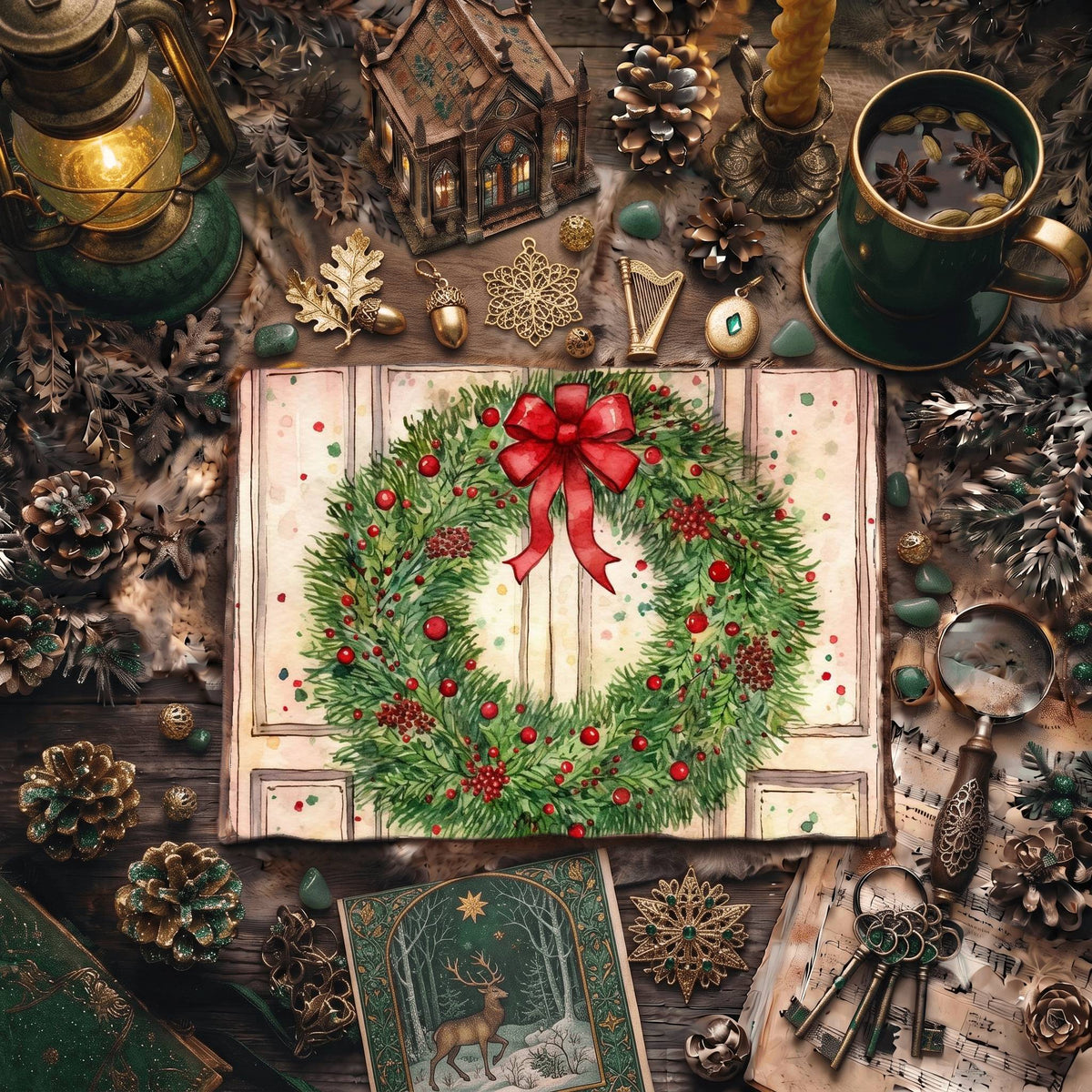 Christmas Wreaths Digital Papers