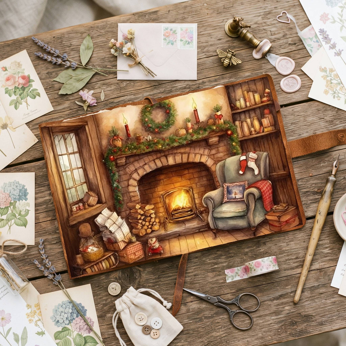 Cosy Christmas Fireplace Digital Papers