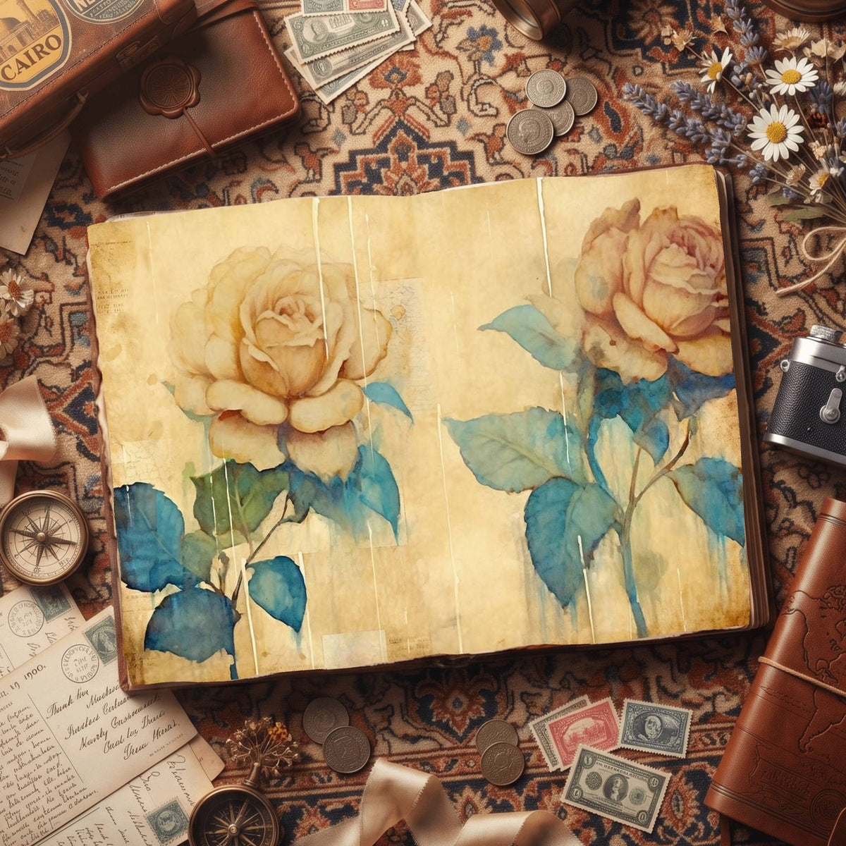 Cream Rose Digital Papers