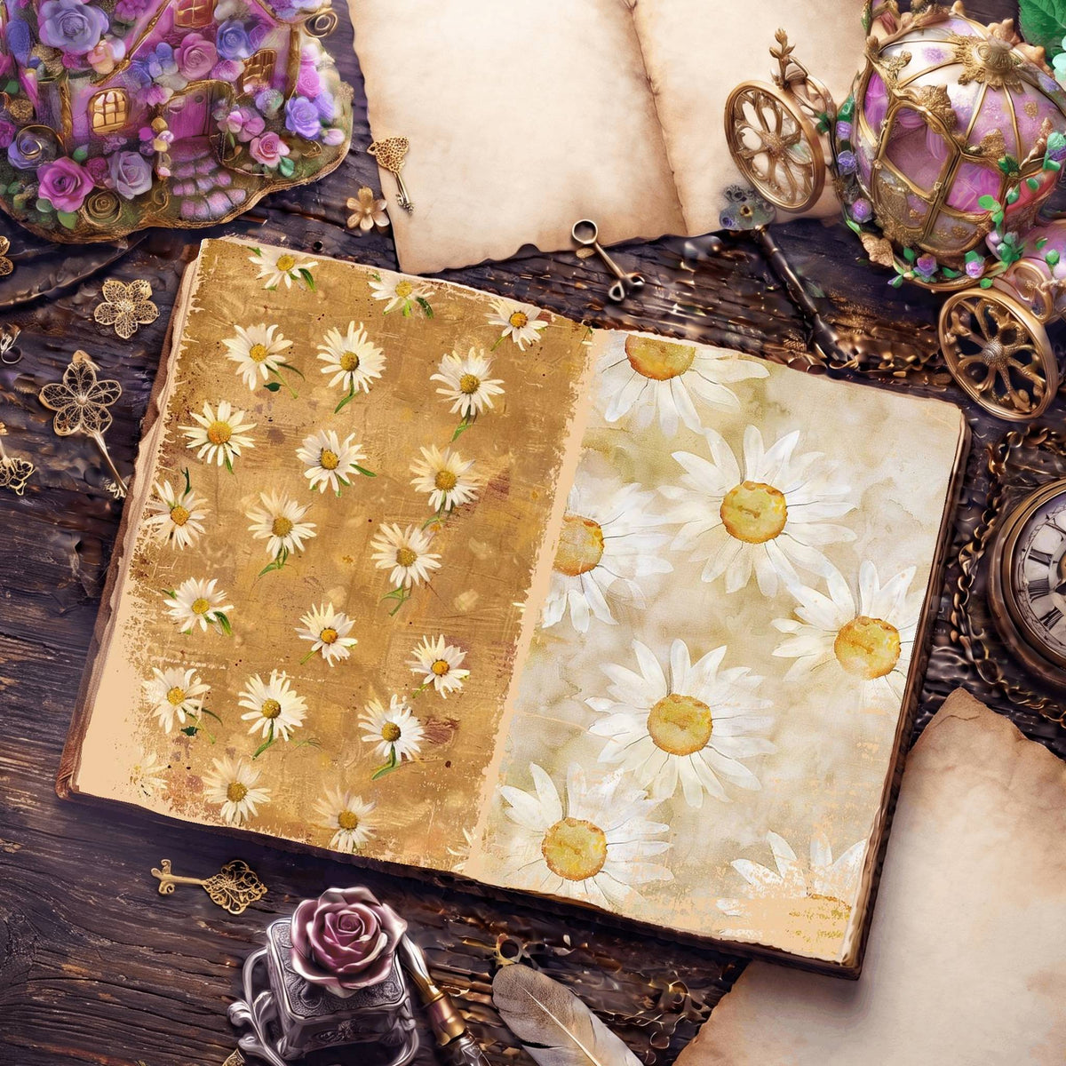 Daisy Flowers Digital Papers