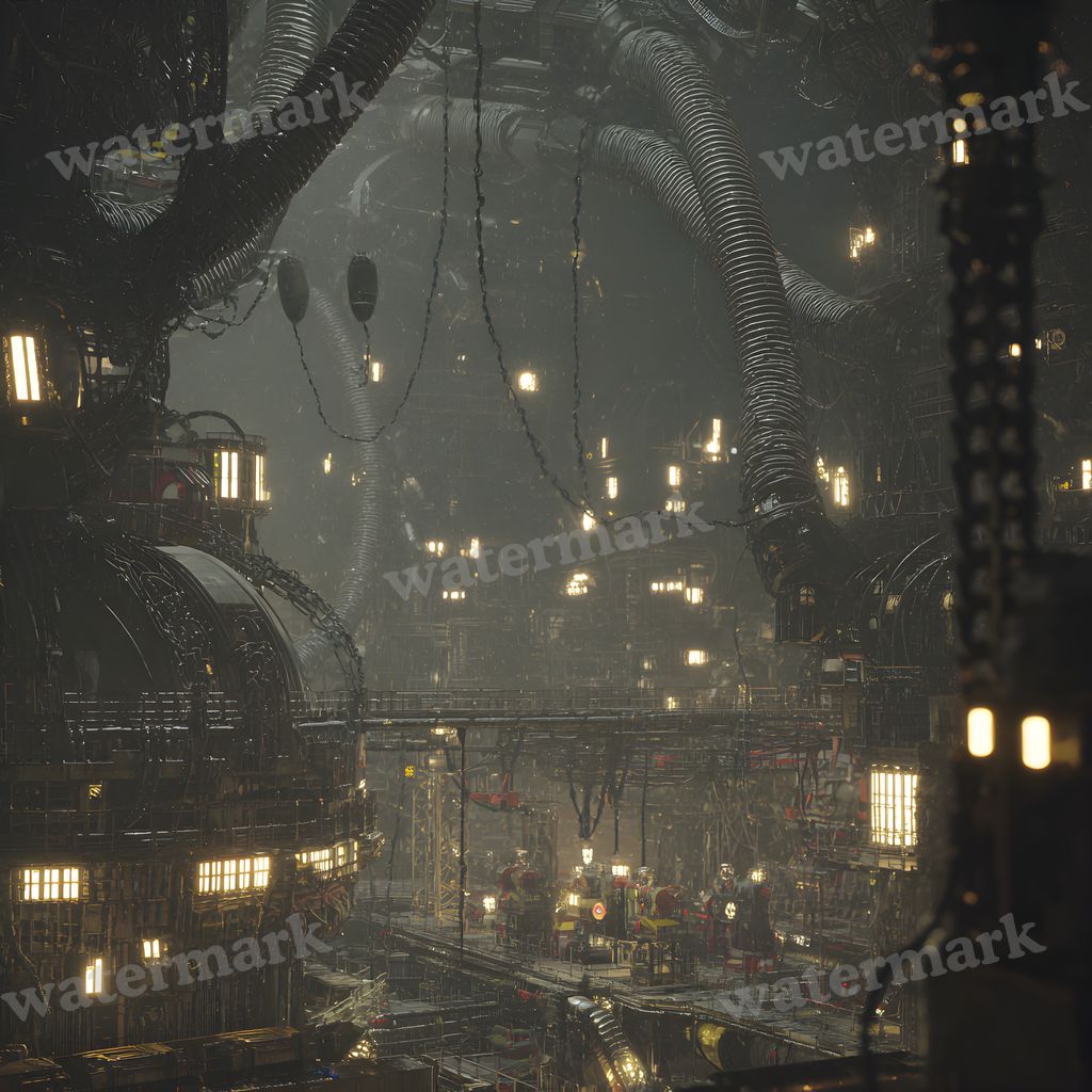 Dark Steampunk Factory Night Backdrop Images