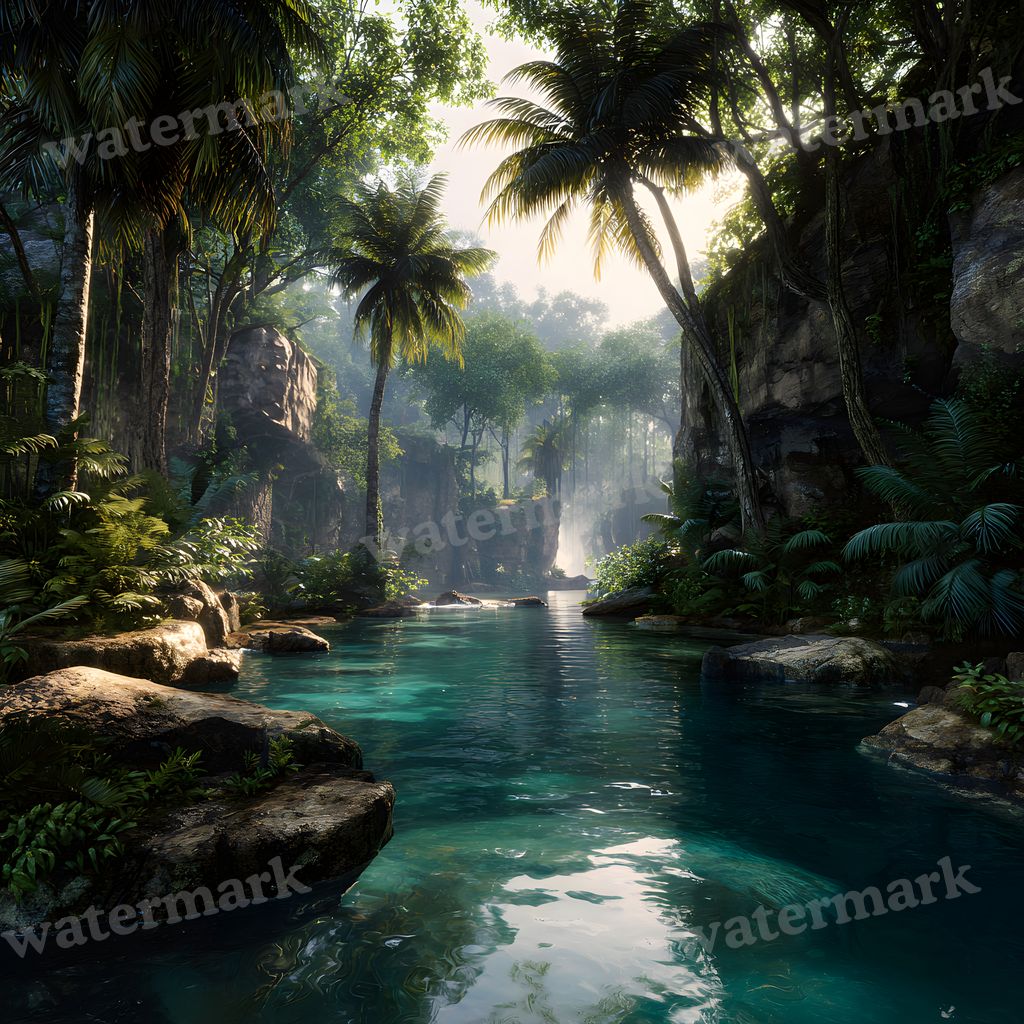 Detailed Tropical Landscape Backdrop Images