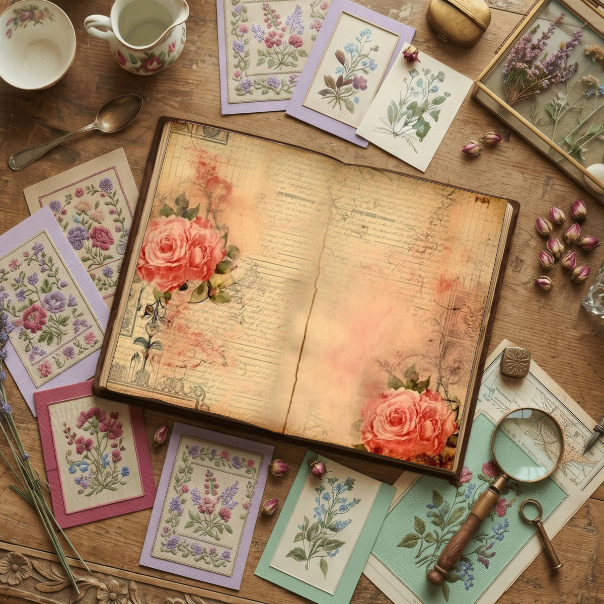 Faded Pink Roses Digital Papers