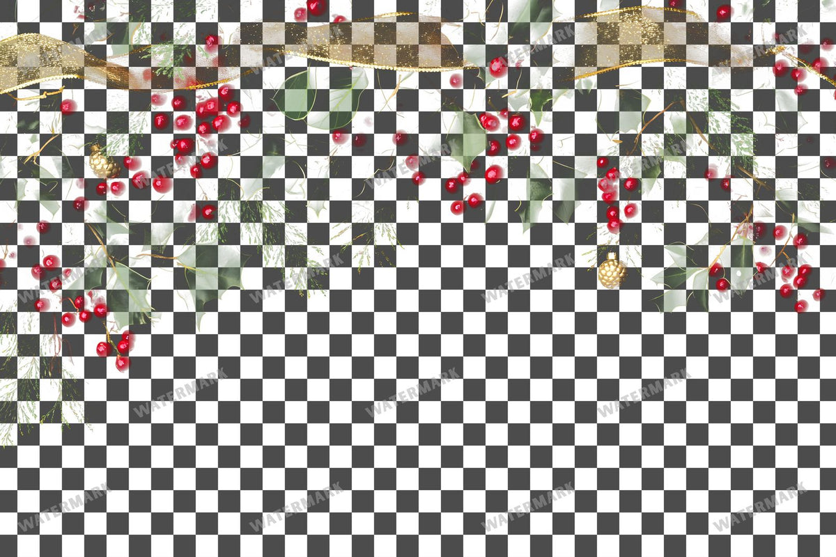Festive Garland PNG overlay on a transparent checkered background, preview 10