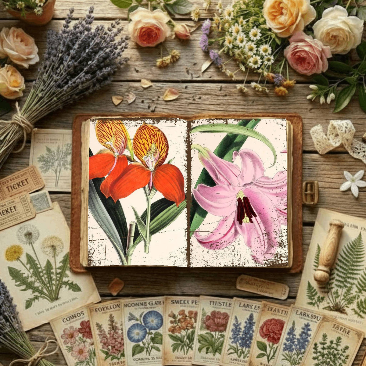 Floral Illustrations Digital Papers
