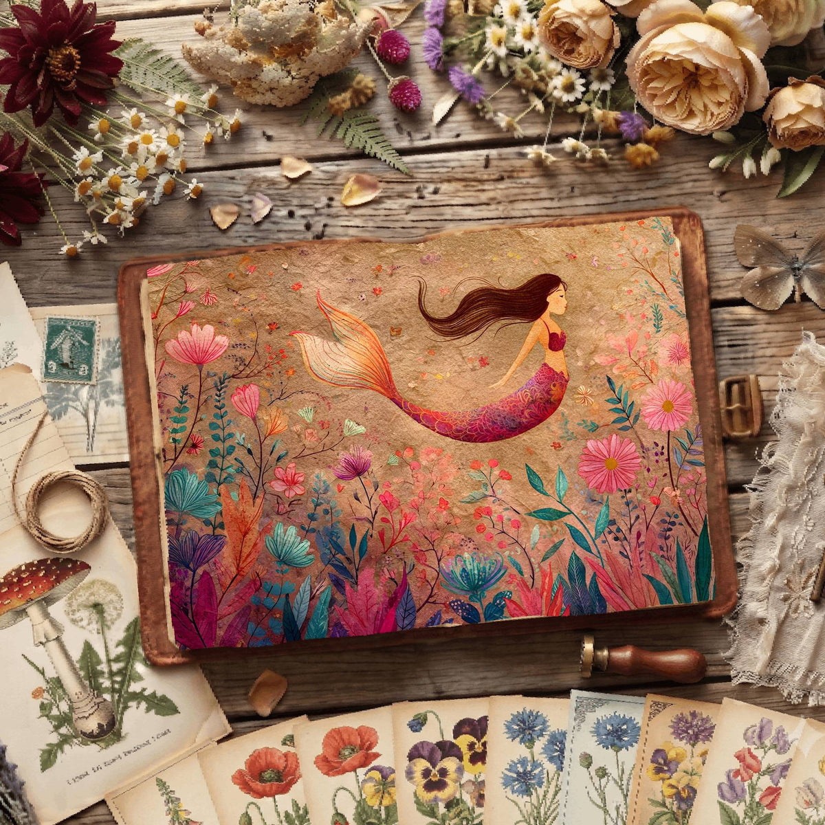 Floral Mermaid Underwater Digital Papers