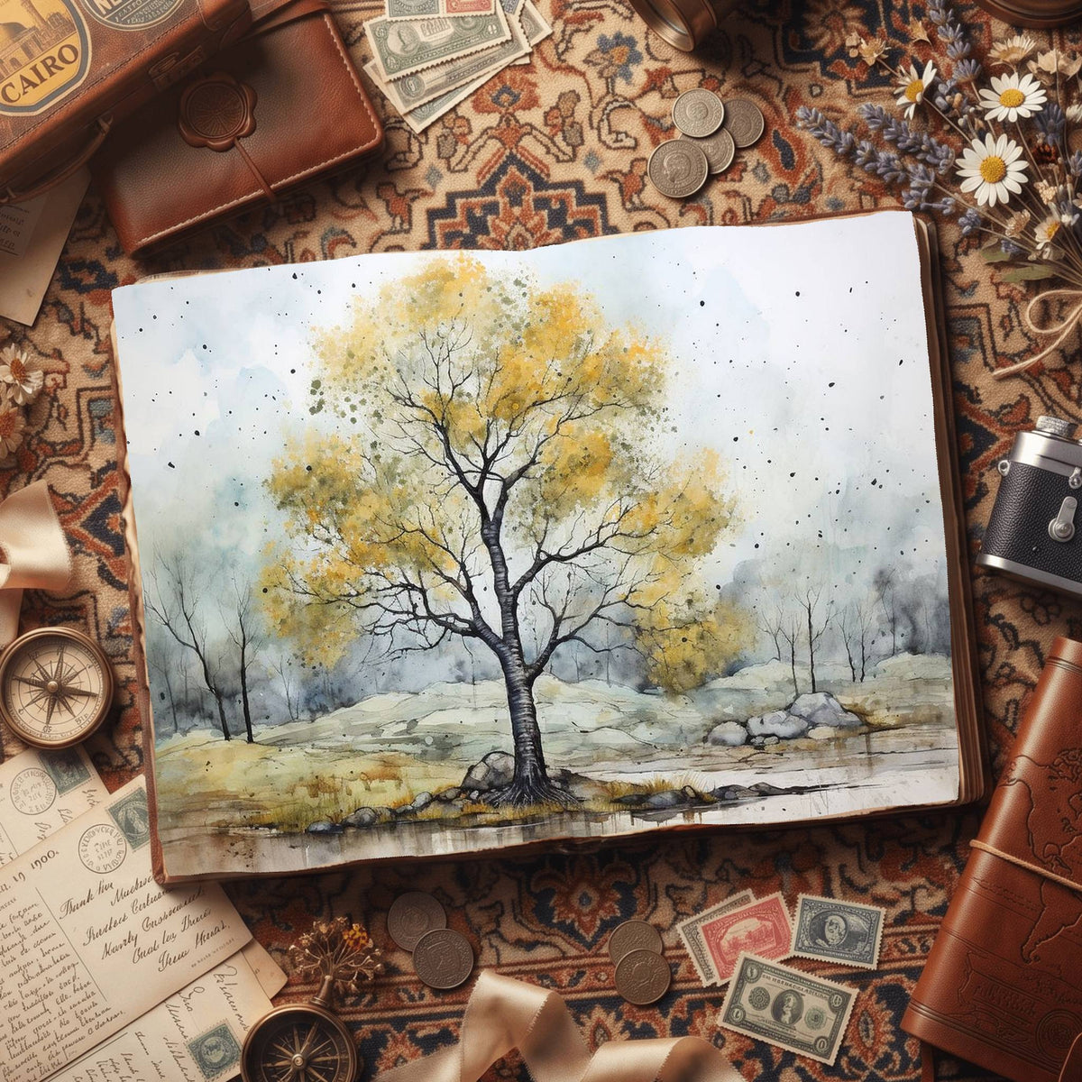 Gingko Trees Digital Papers