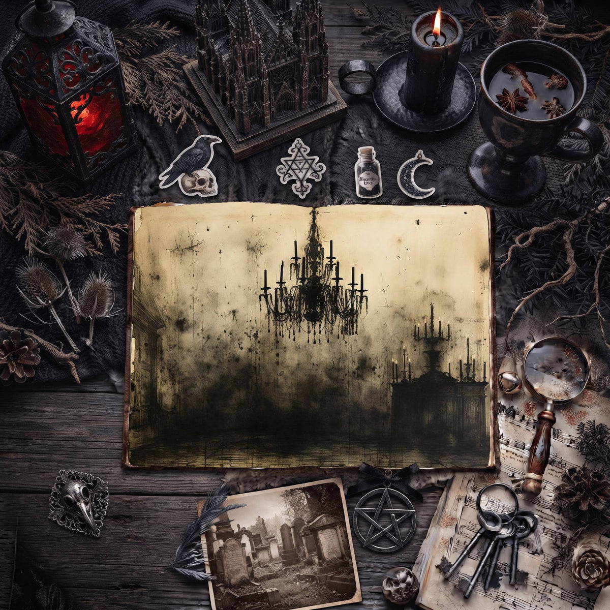 Gothic Chandeliers Digital Papers