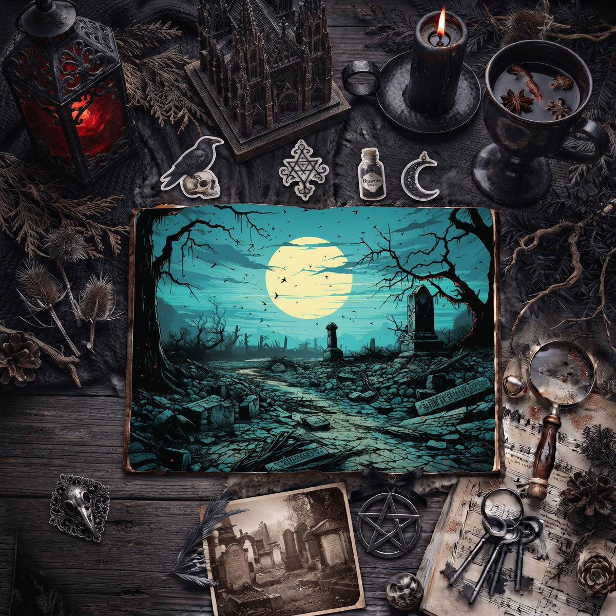 Gothic Moon Digital Papers