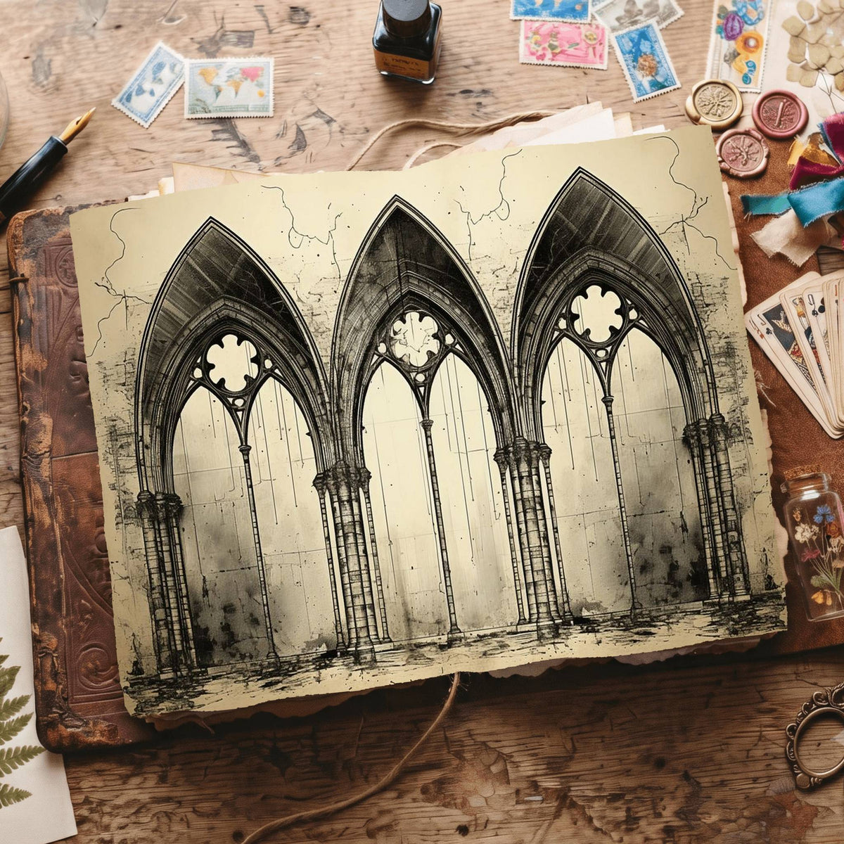 Gothic Windows Digital Papers
