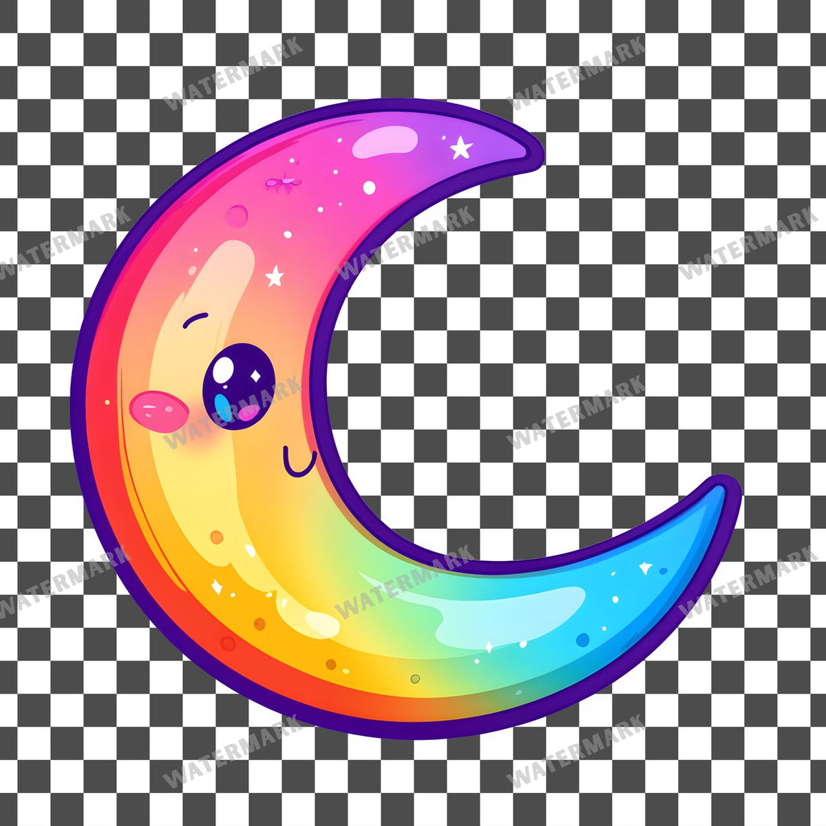 Half Moon Kawaii Style Clipart Pngs
