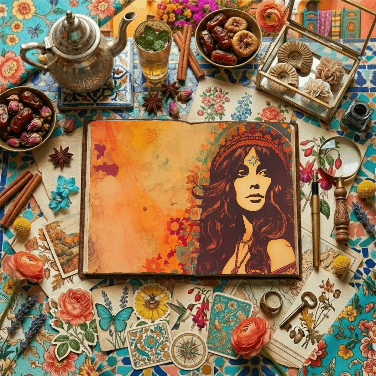 Hippie Woman Digital Papers