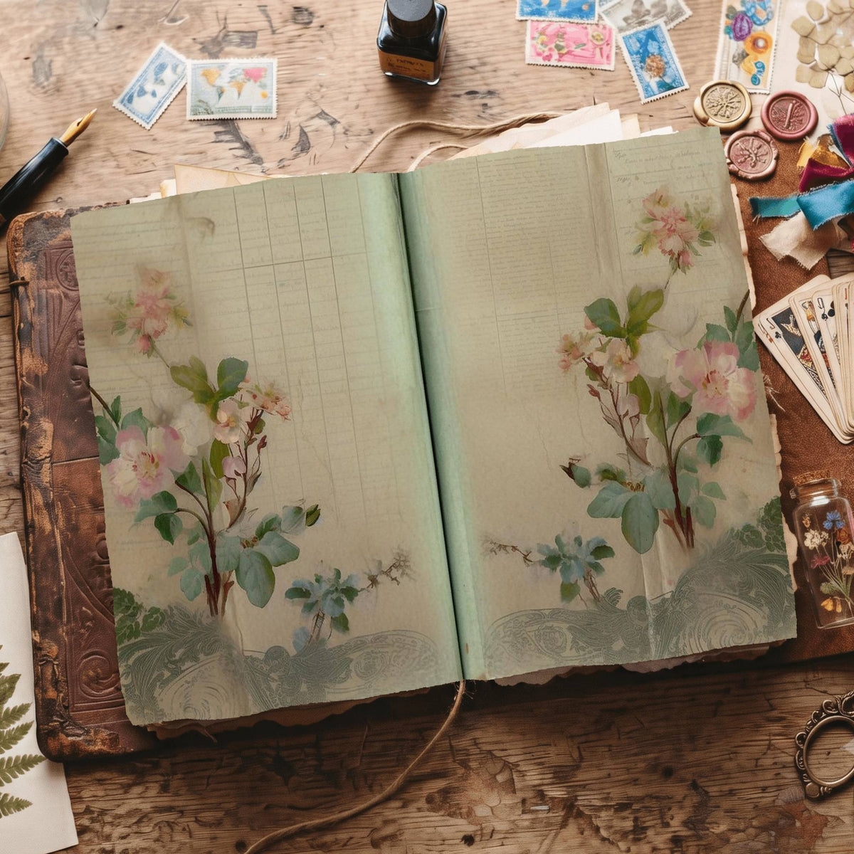 Lined Flower Digital Papers