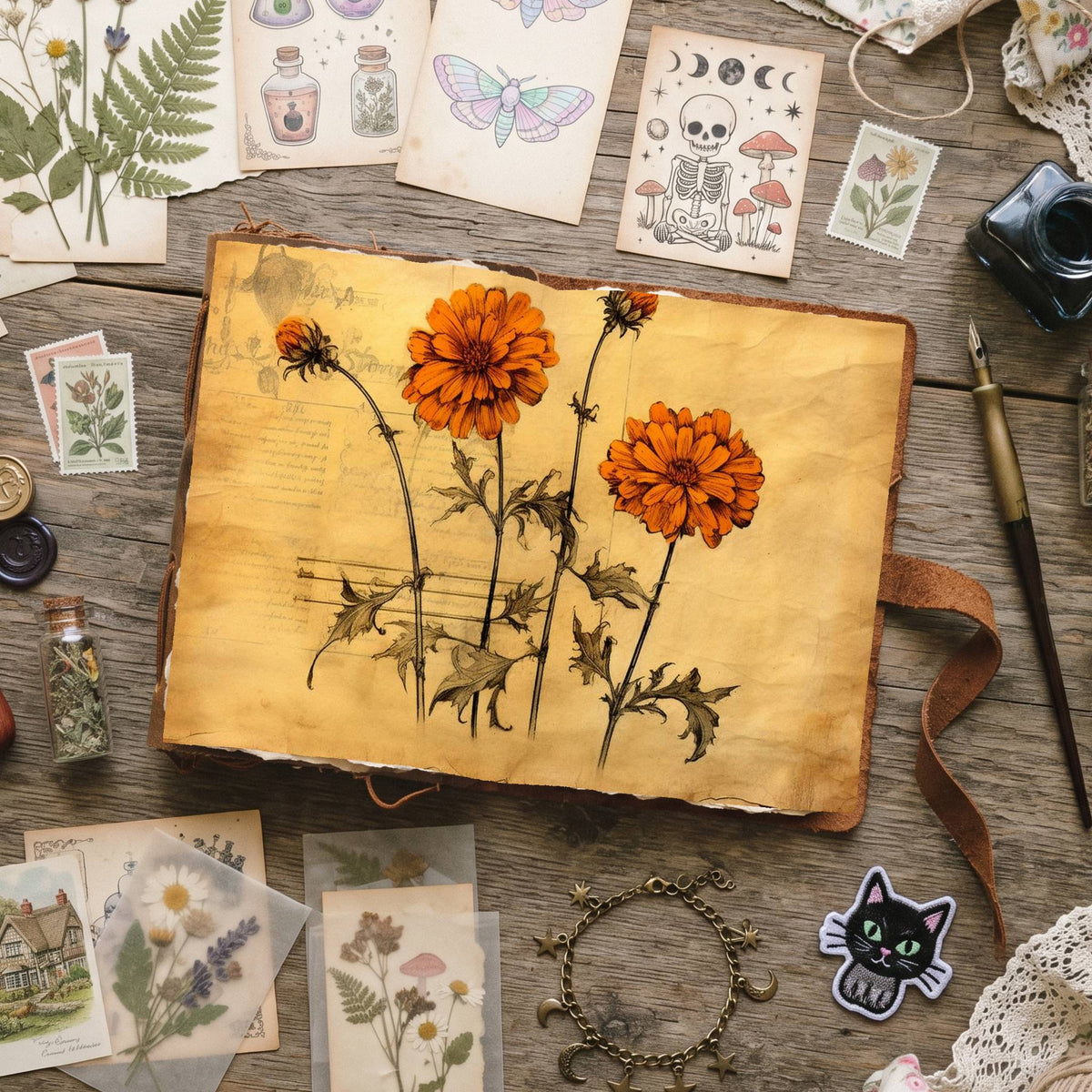 Marigold Flowers Digital Papers