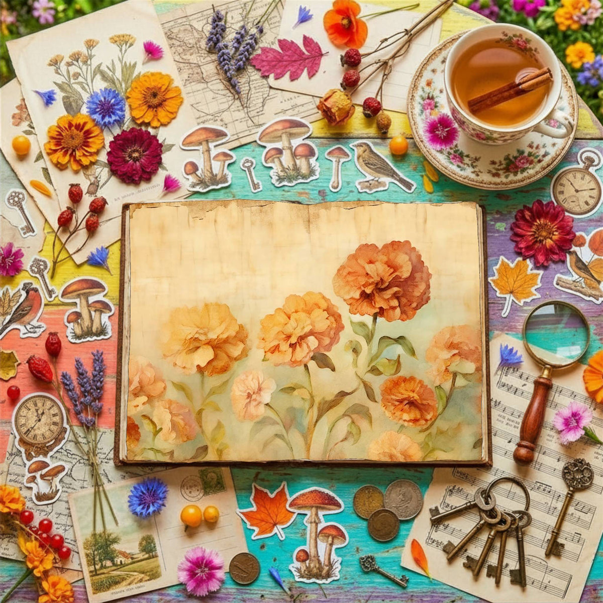 Marigold Flowers Digital Papers