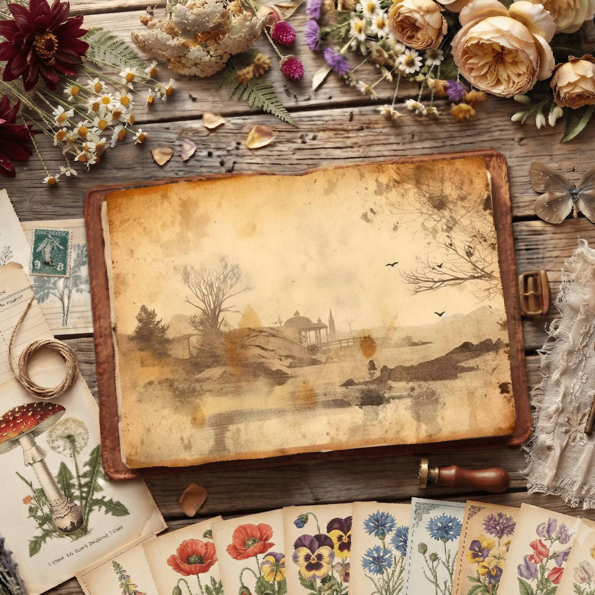 Misty Riverscape Digital Papers