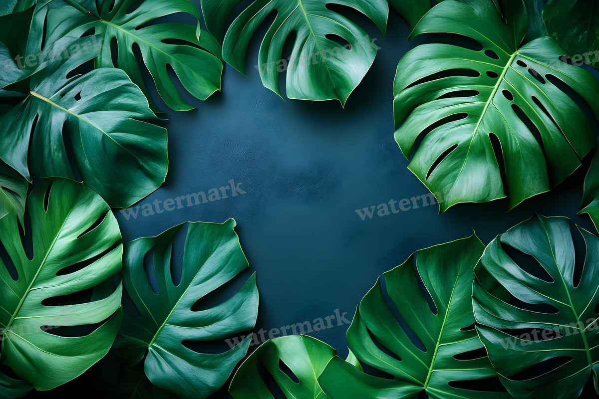 Monstera Leaves Tropical Paradise digital photo backdrop for photo editing, preview 9