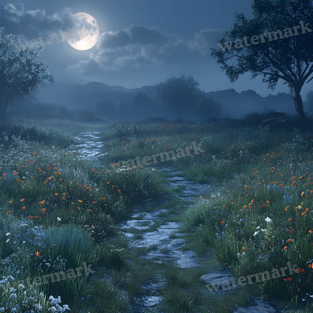 Moonlit Field Backdrop Images
