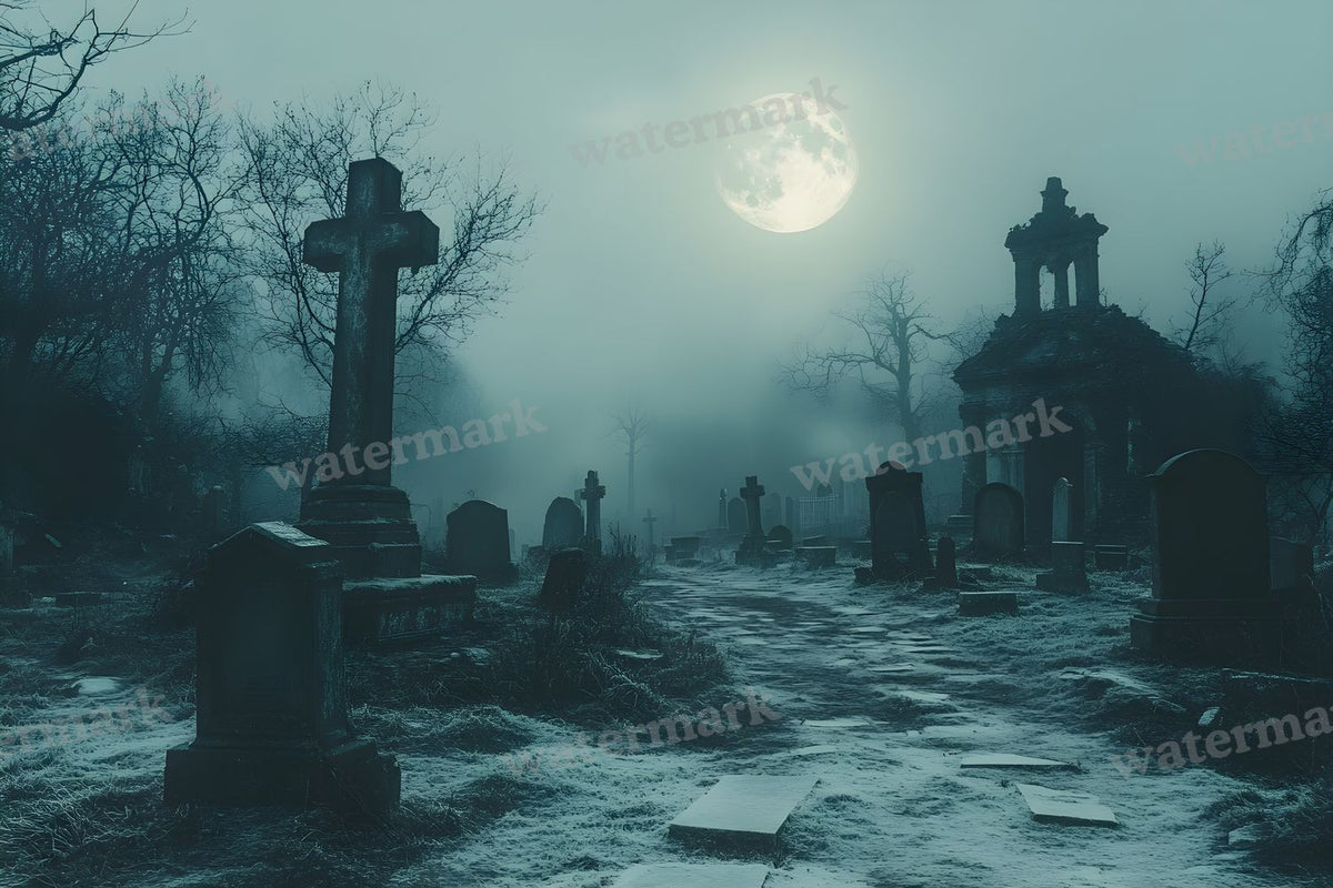 Moonlit Graveyard Backdrop Images