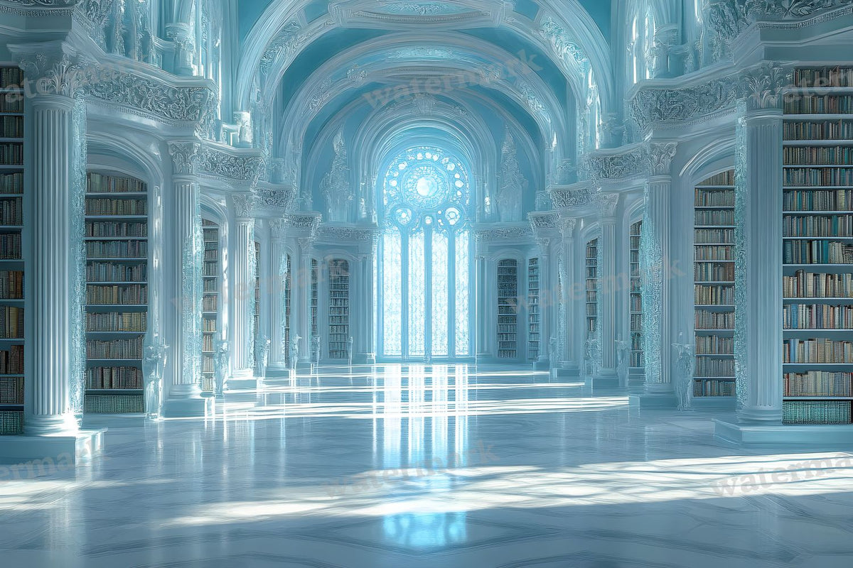 Moonlit Library Backdrop Images