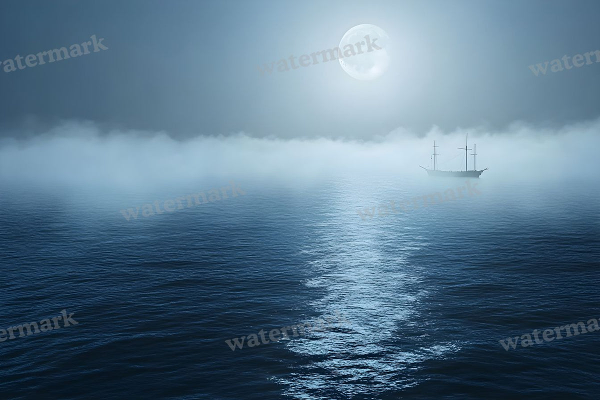 Moonlit Ocean Whale digital photo backdrop for photo editing, preview 9