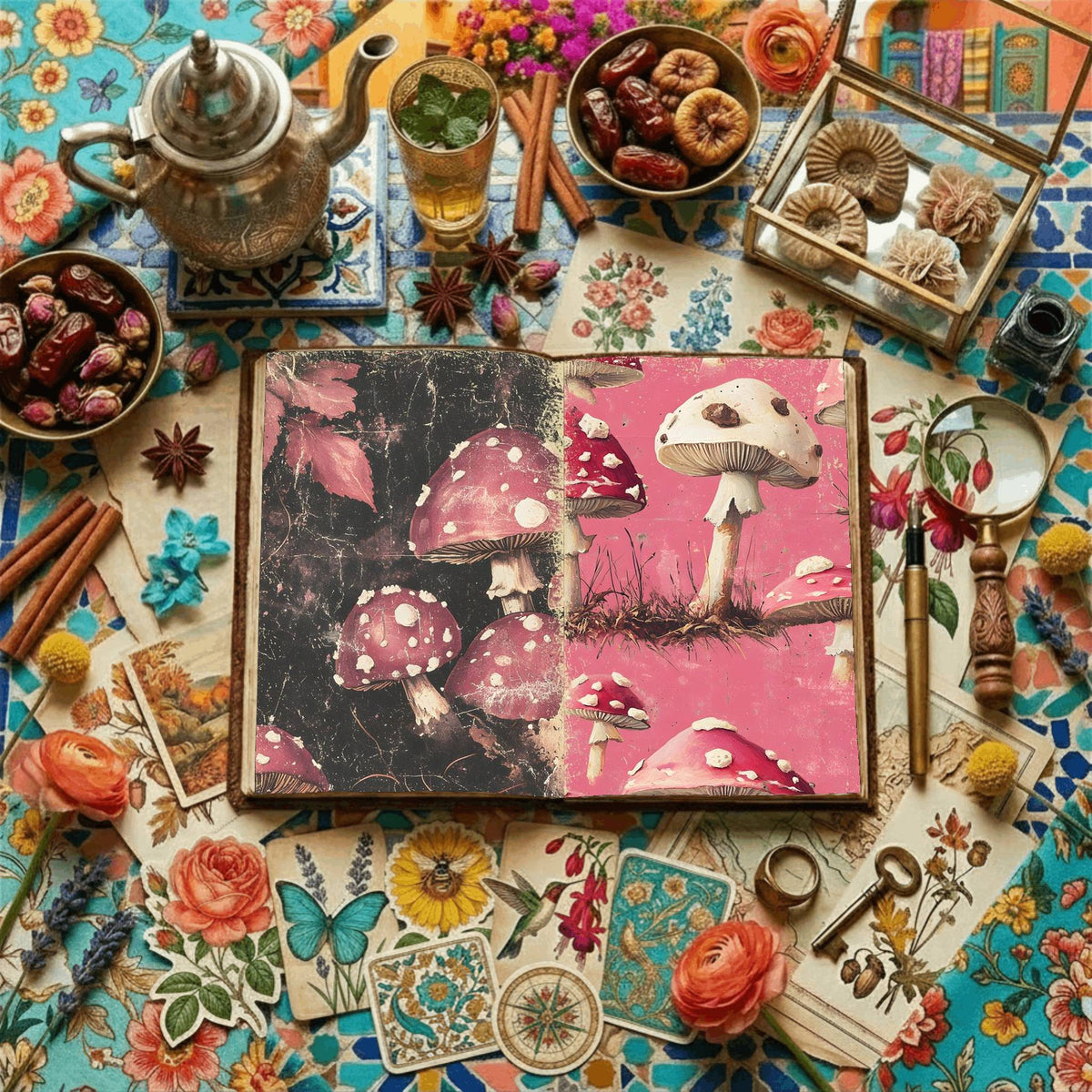 Mushroom printable junk journal paper, page preview 10