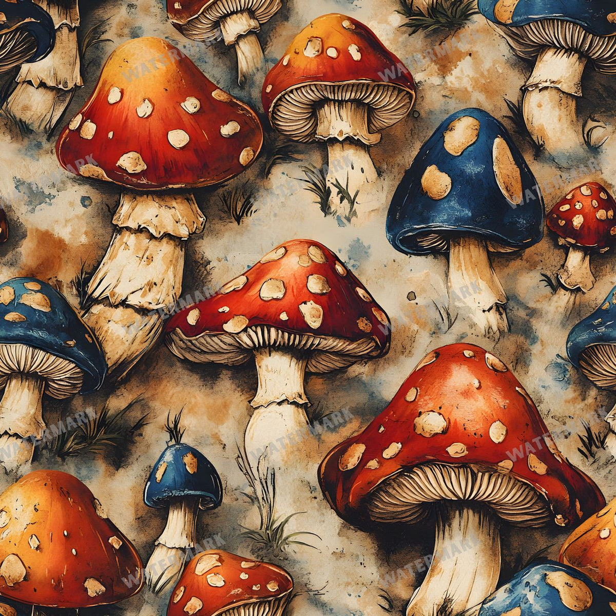 Mushrooms Seamless Pattern