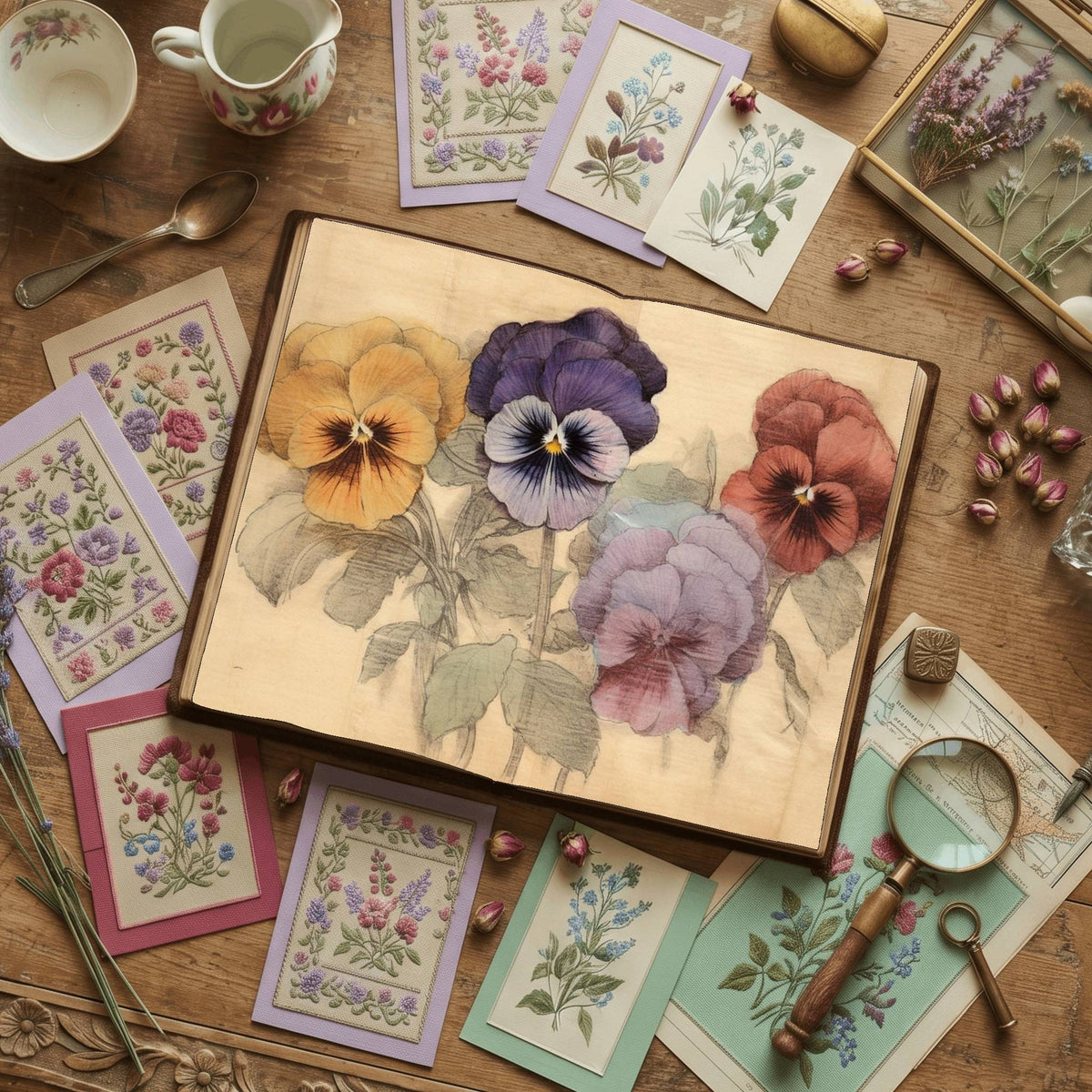 Pansy Flower Watercolour Digital Papers