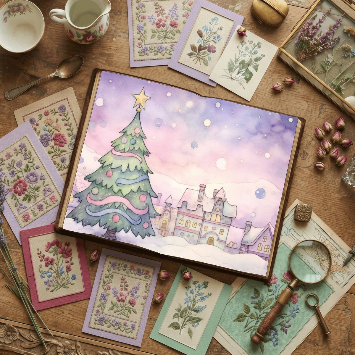 Pastel Chirstmas Tree Digital Papers