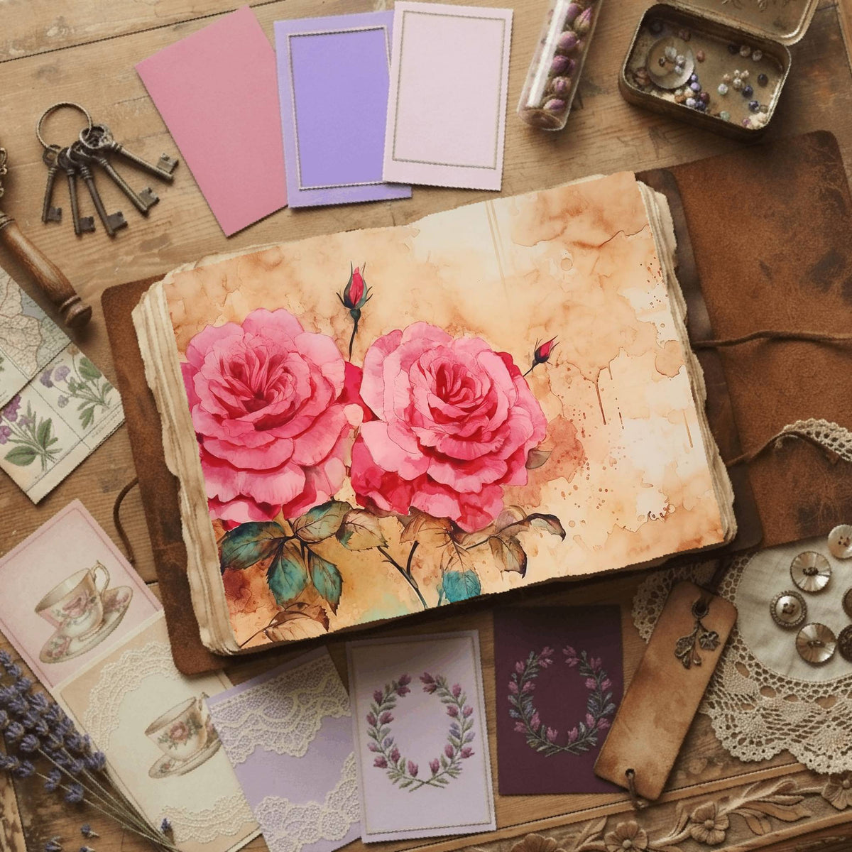 Pink Rose printable junk journal paper, page preview 10