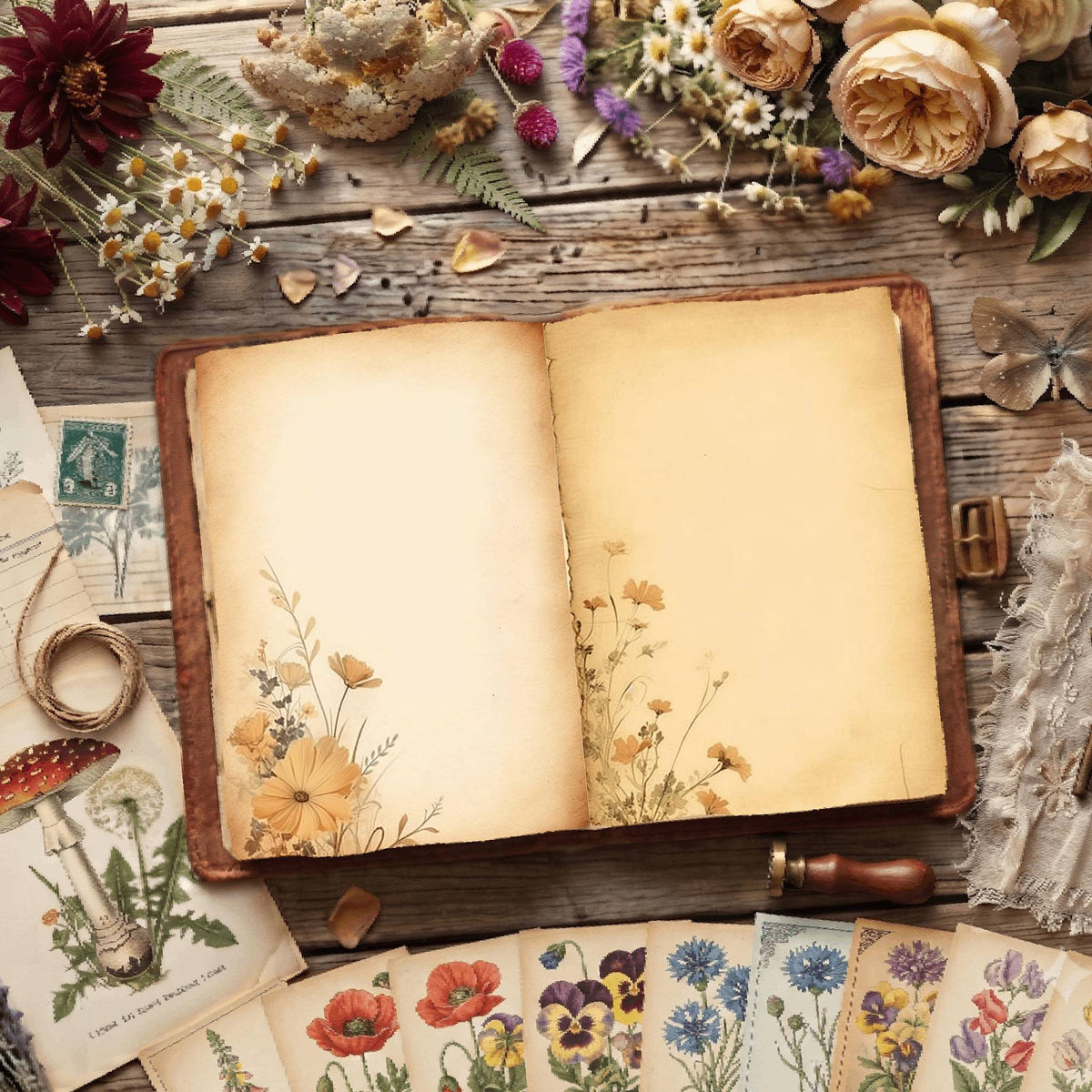 Plain Wildflower printable junk journal paper, page preview 10