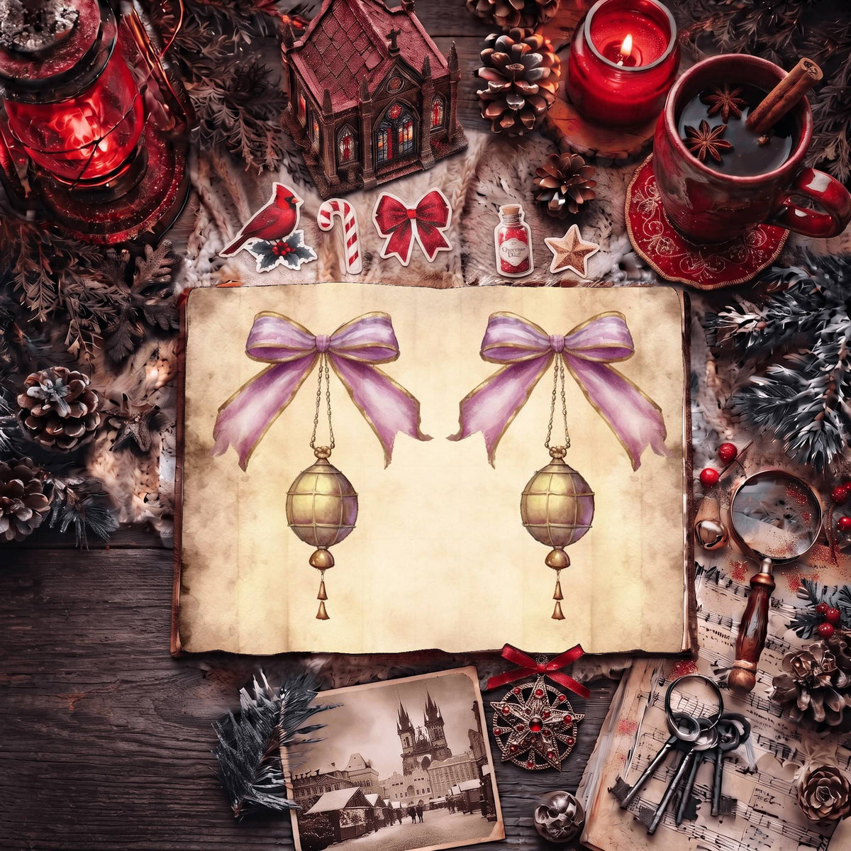Purple Christmas printable junk journal paper, page preview 10