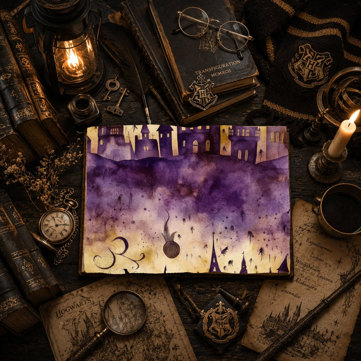 Purple Watercolour Witch Digital Papers